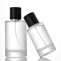 High quality clear round glass perfume bottle 100ml empty perfume glass bottle with spray