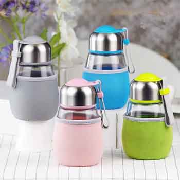 500ml round and empty glass bottle for Outdoor sports drinking water bottle with cap