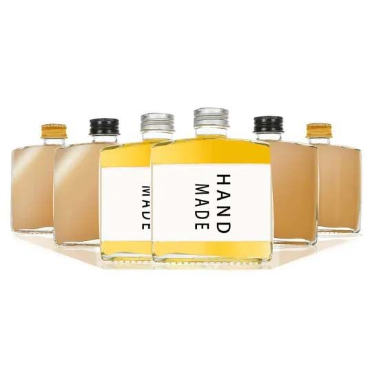 Factory 100ml 200ml 250ml Empty Flat Flask Glass Bottle Cold Brew Bottles for Cffee Tea Lliquor Wine Vodka