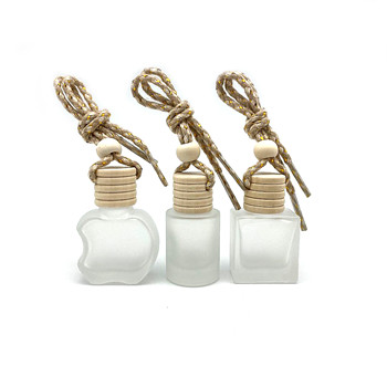 New square 5ml hanging car air freshener car perfume bottle with wooden cap